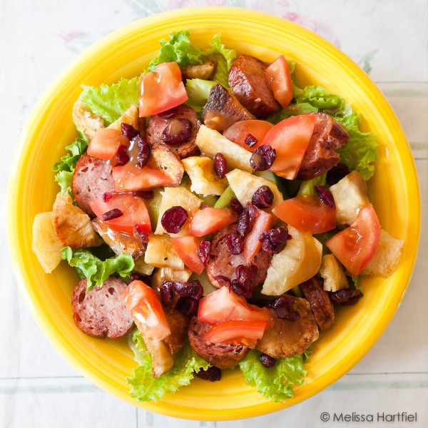 salad with italian sausage and roasted potatoes