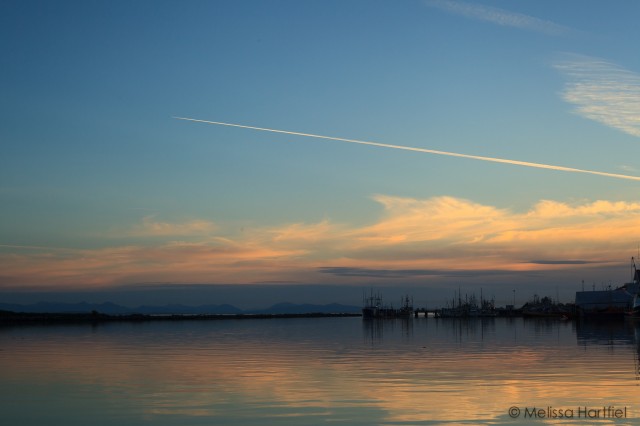 Steveston sunset over the fishing boats